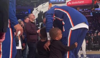 [Highlight] Josh Hart's sons giving "Uncle Jalen" a good luck hug before the game