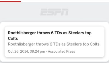 The last time The Steelers played on October 26th (2014)