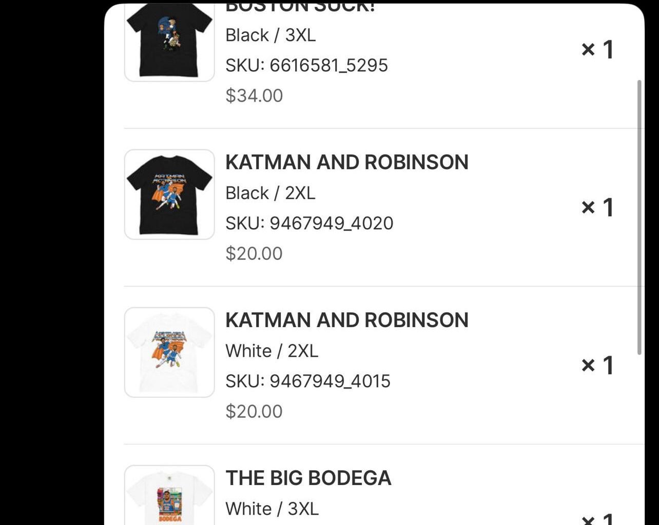 Kat purchased merchandise from Big Knick Energy