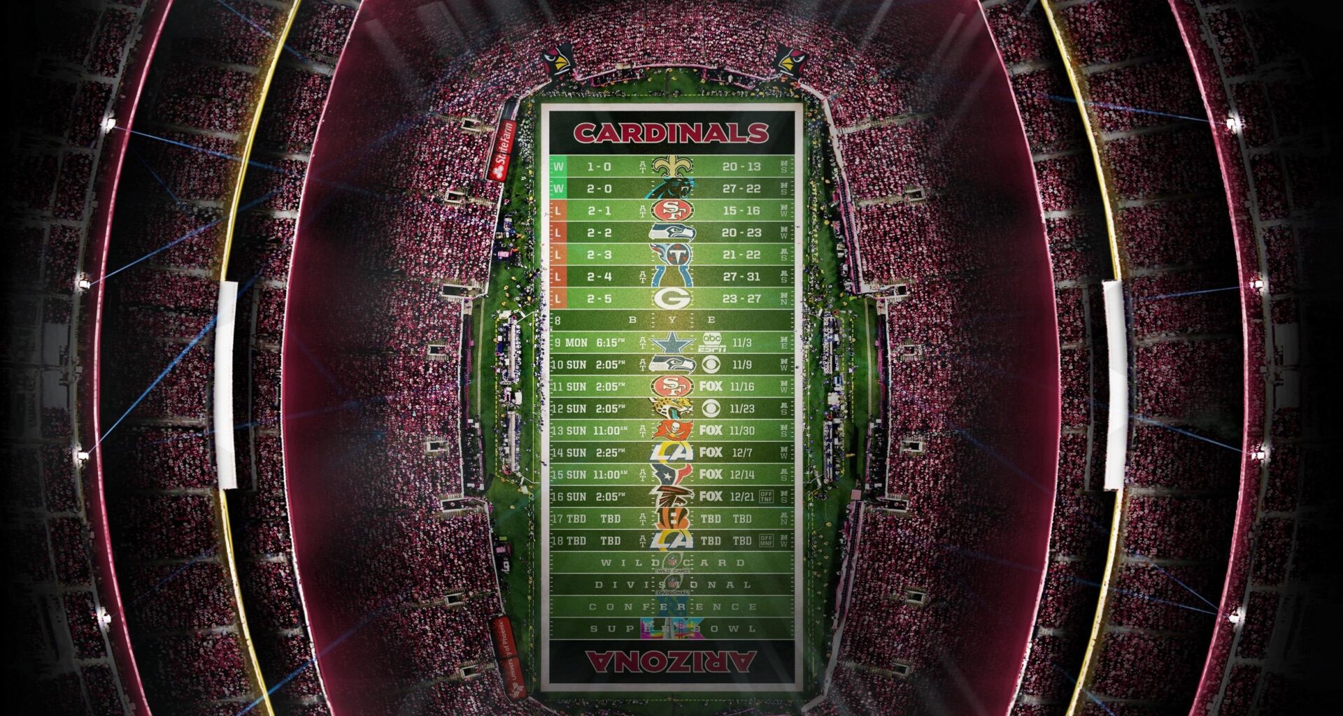 2025 - Stadium Schedule - Wk 7 - Cardinals (2-5)
