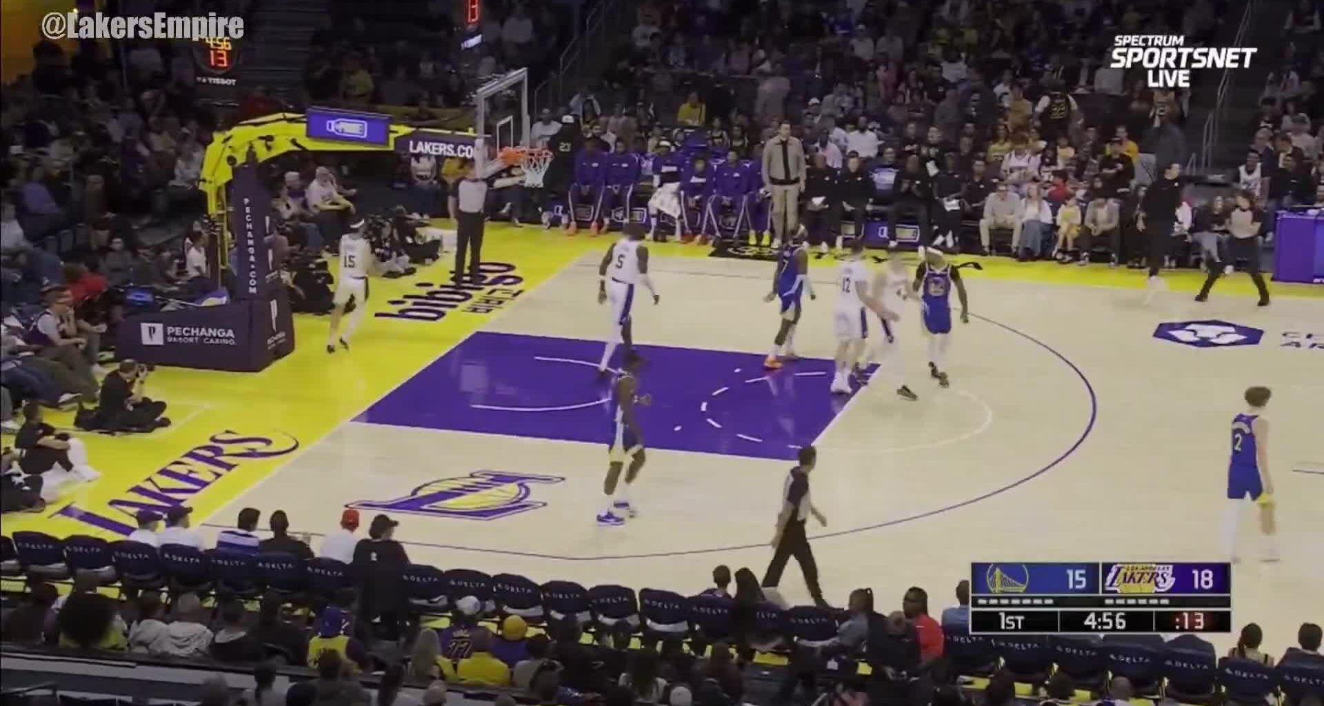 Draymond airballs a wide-open three as Luka yells from the bench, “Oh, hell no!”