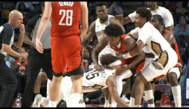 Jose Alvarado and Amen Thompson fight