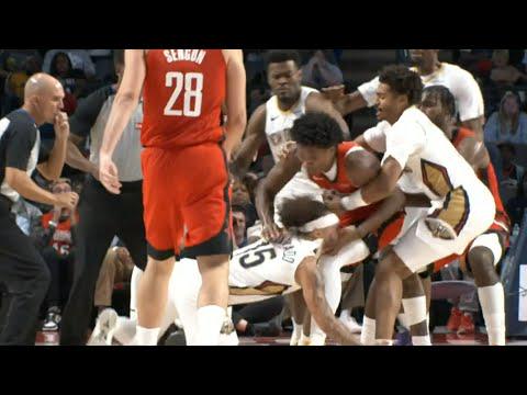 Jose Alvarado and Amen Thompson fight