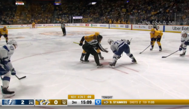 Evangelista scores on the power play just a the 4v3 becomes a 5v4. They now have power play goals in back to back games.