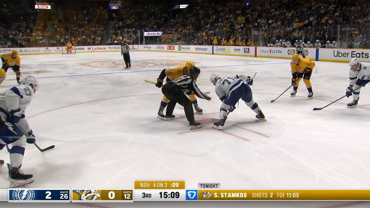 Evangelista scores on the power play just a the 4v3 becomes a 5v4. They now have power play goals in back to back games.