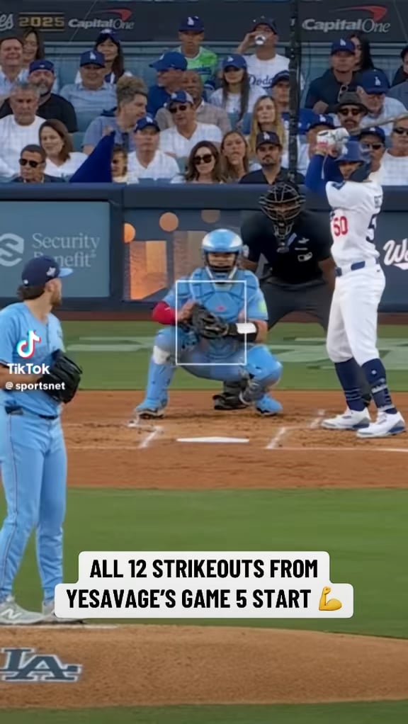 All 12 Ks of Trey Yesavage’s historic start last night when he set a new World Series single game rookie record for strikeouts, surpassing Don Newcombe set in 1949.