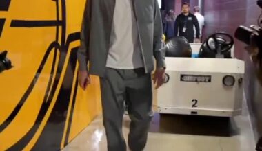 Luka arriving for his first Lakers opener game