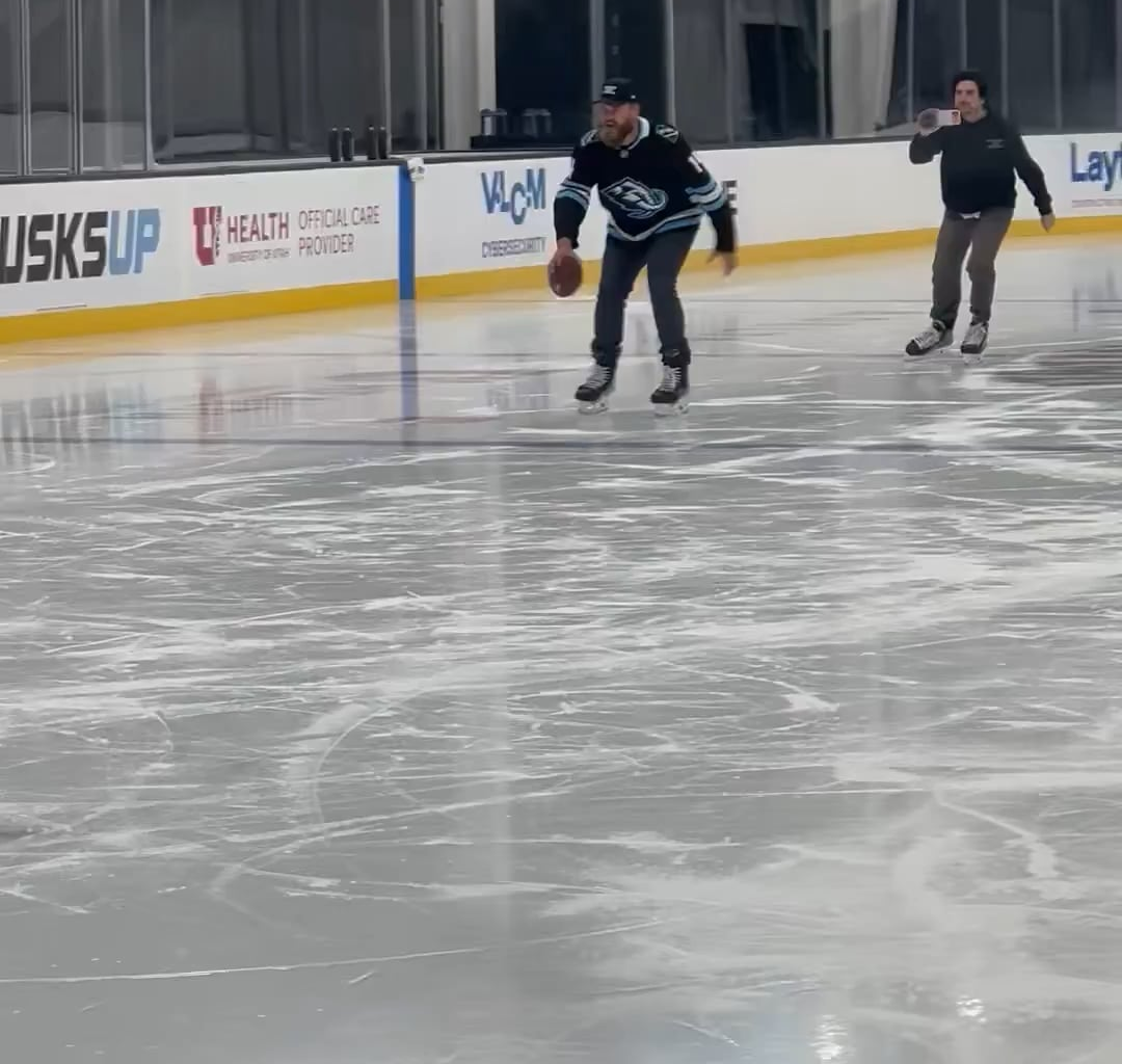 Ryan Fitzpatrick testing out the ice at the practice facility