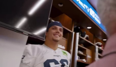 [LosTalksPats] Patriots veteran RT Morgan Moses crashed rookie LT Will Campbell’s media scrum to ask him some hard-hitting questions