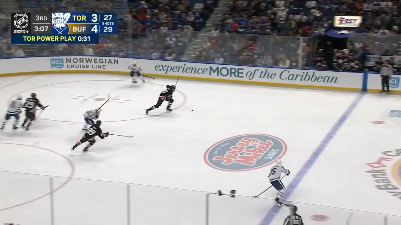 Alex Tuch with the dagger shorthanded! What a pass by Power.