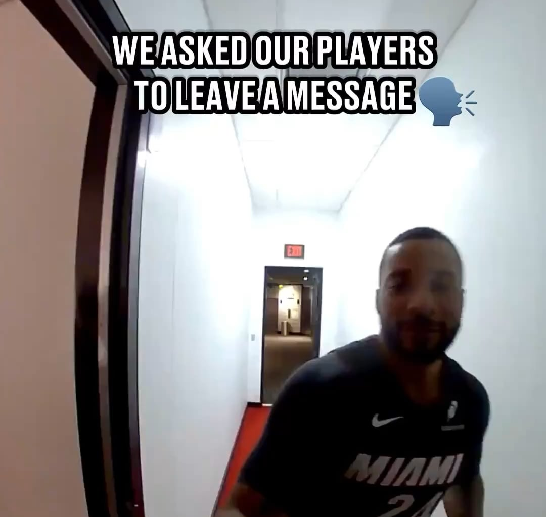 Miami HEAT via Twitter: “imagine getting a ring notification and it's the squad at your front door 😅”