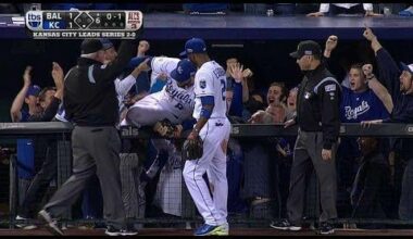 On this day 11 years ago, Mike Moustakas catches a pop fly