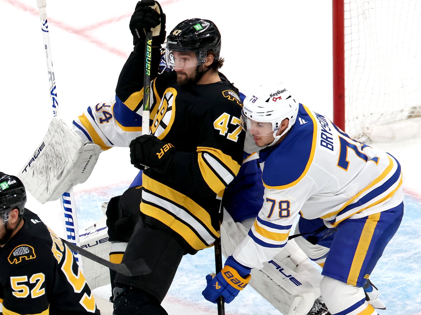 Mark Kastelic crashed the Sabres crease in the first period, and scored his first goal of the season in the second.