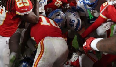 [Russini] Brian Branch has been suspended one game without pay by the NFL for his role in Sunday night's altercation between the Chiefs and Lions.