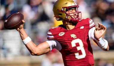 Grayson James got the start at quarterback over Dylan Lonergan, going 16 of 28 for 204 yards and a pair of touchdown passes, but Boston College lost its sixth in a row.