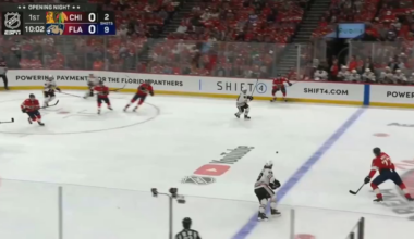 Frank Nazar scores the 1st goal of the NHL season