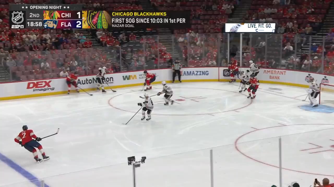 Frank Nazar sets up Teuvo Teravainen, who ties it up for the Hawks