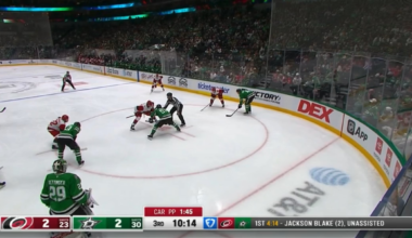 Big hit by Taylor Hall sends Roope Hintz to the locker room - Hall gets a 2-min minor for Charging