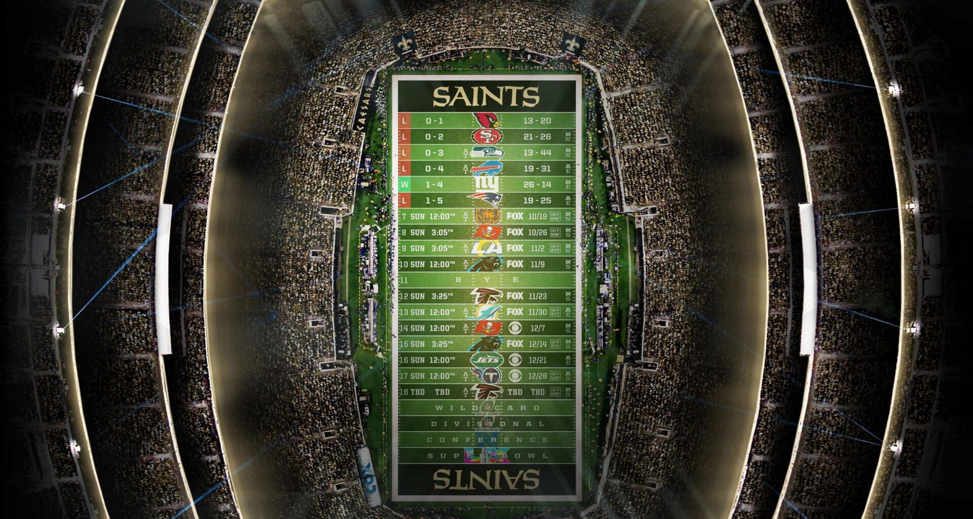 2025 - Stadium Schedule - Wk 6 - Saints (1-5)
