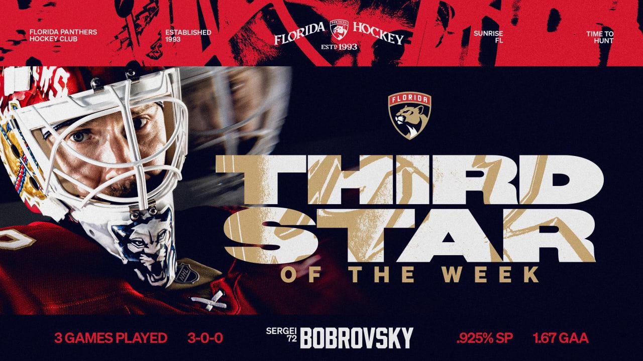 Bobrovsky is 3rd star of the week for the NHL! 🎉