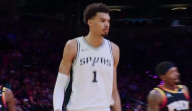 Kevin Durant after bumping into Wemby: "His shoulder at my cheek."