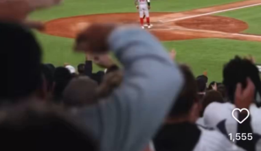 Aaron Boone Checks on McMahon after he flips into the Red Sox Dugout