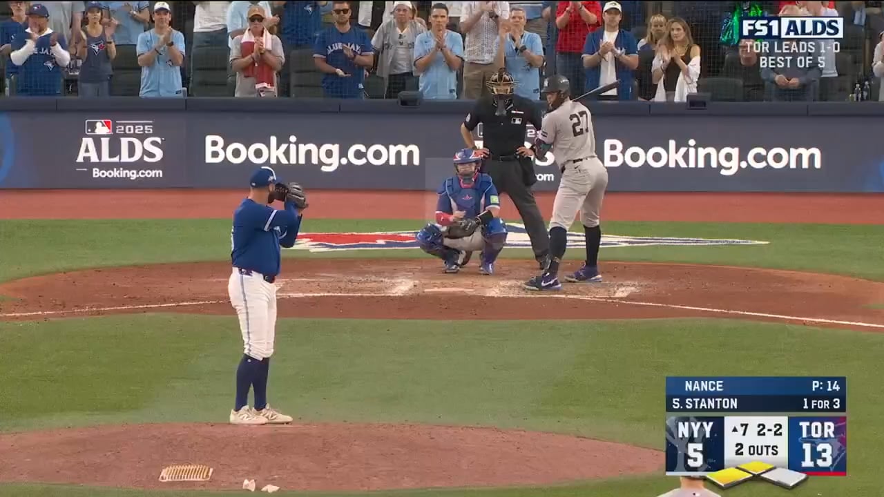 Stanton drives in a pair with a two-run single and now it's 13-7 Jays as the Yanks have scored five in the inning