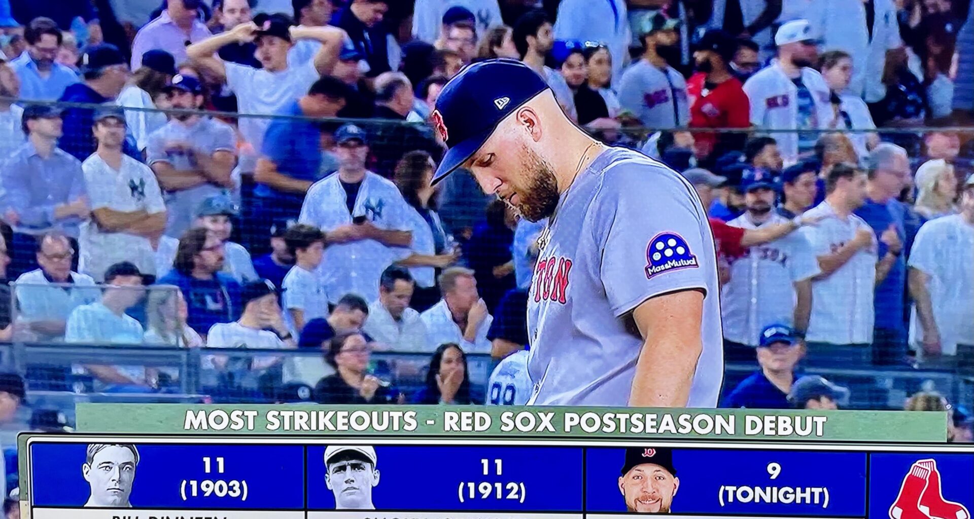 The last Red Sox pitchers to have more strikeouts than Crochet in their playoff debut were in '03 and '12