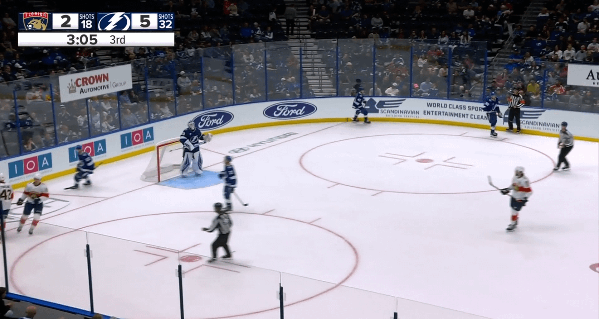 As the linesmen try to break other fights, Gourde goes at it with Kunin.