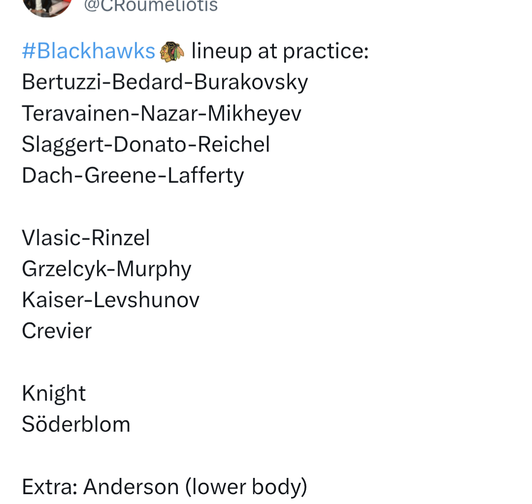 Lines and Pairrings at Practice Today.