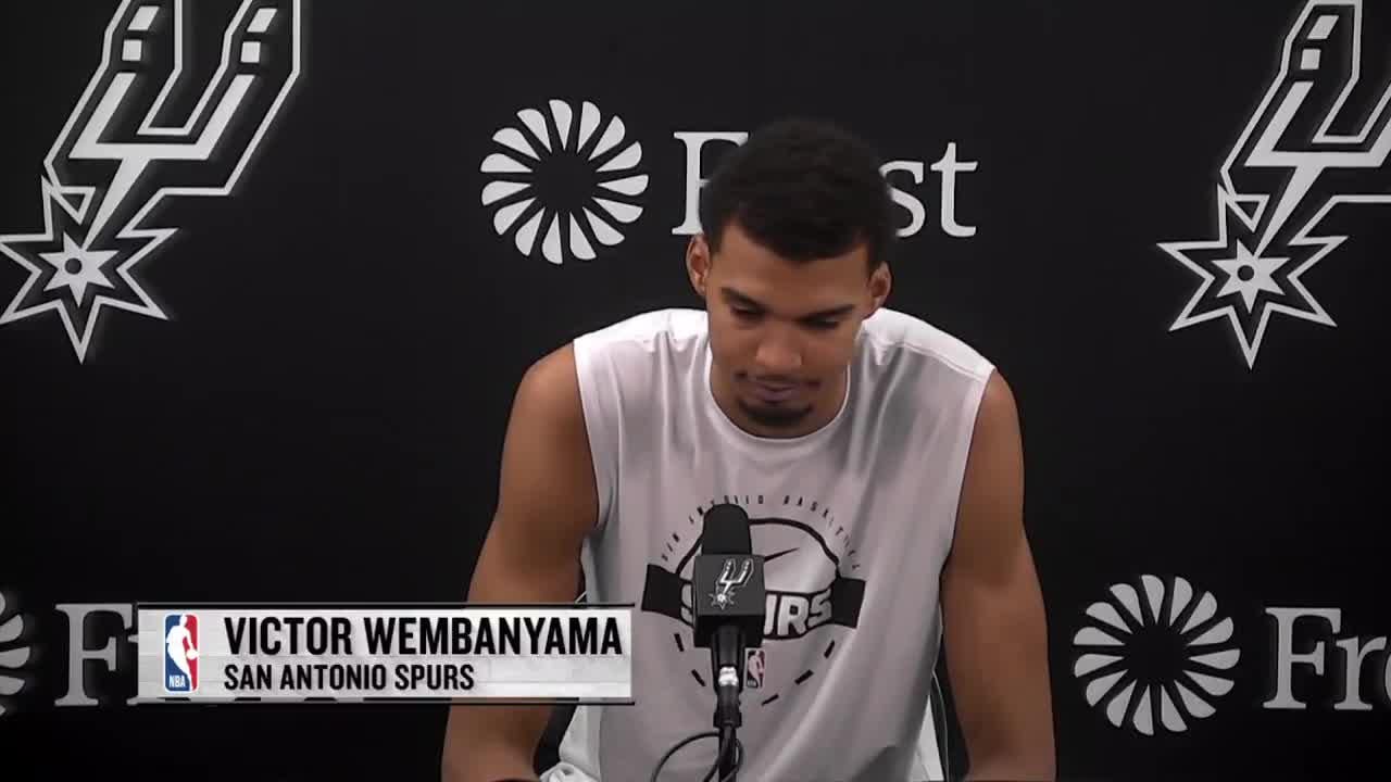 Wemby on if he's worried about being dunked on: "Until I'm getting dunked on more than I'm blocking shots, I'm going to keep going. But none of us will live to that day"