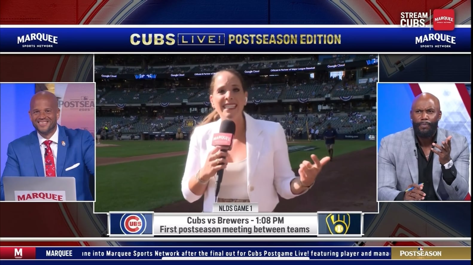 The Brewers had their roof set up perfectly to shade their dugout and let the Cubs bake in the sun