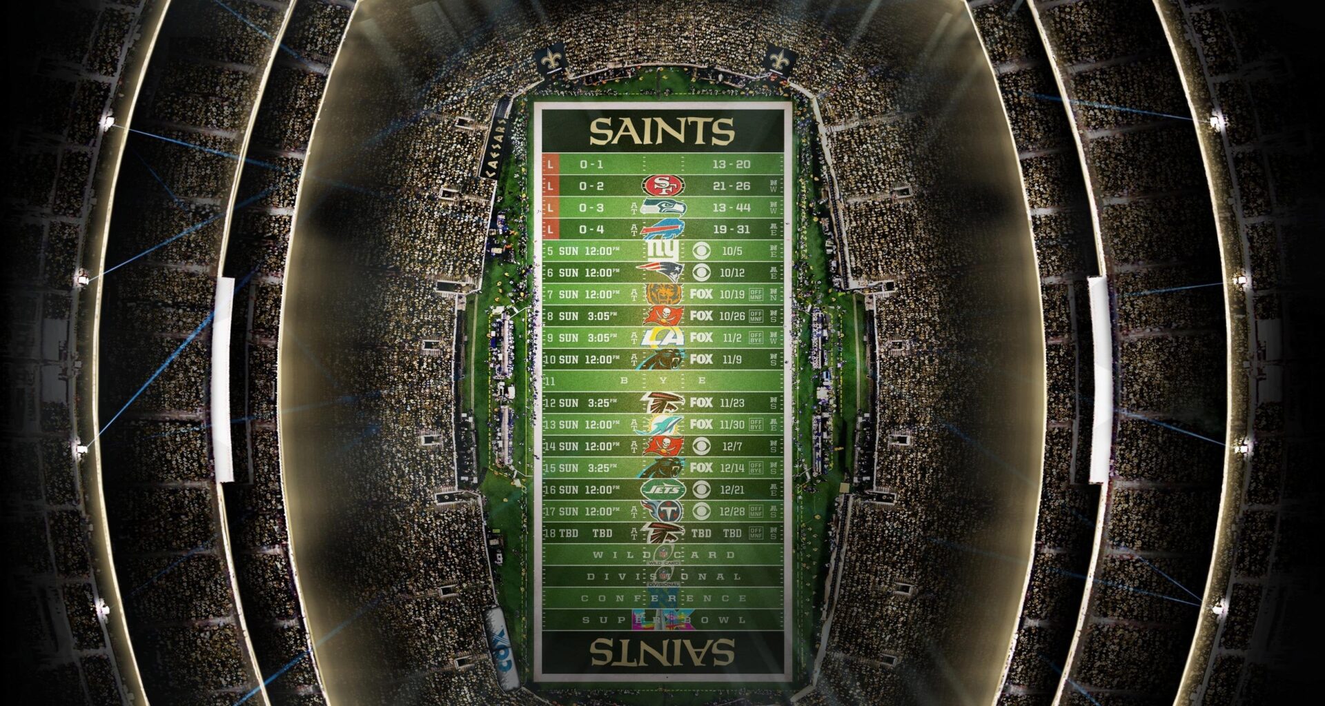 2025 - Stadium Schedule - Wk 4 - Saints (0-4)