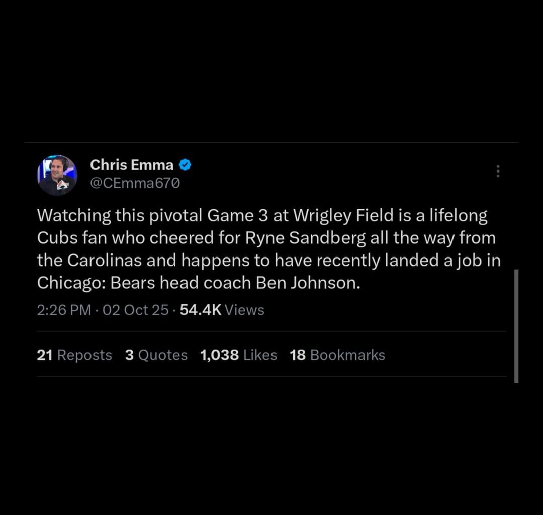 Ben Johnson attended game 3 at Wrigley Field!