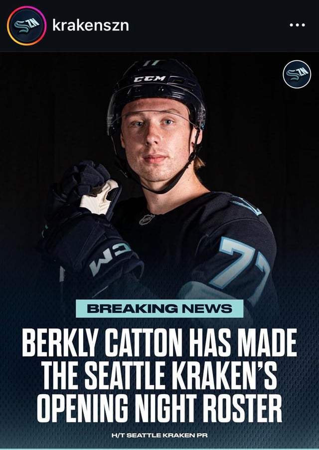 Via @krakenszn on IG, Catton and Nyman are on the opening night roster