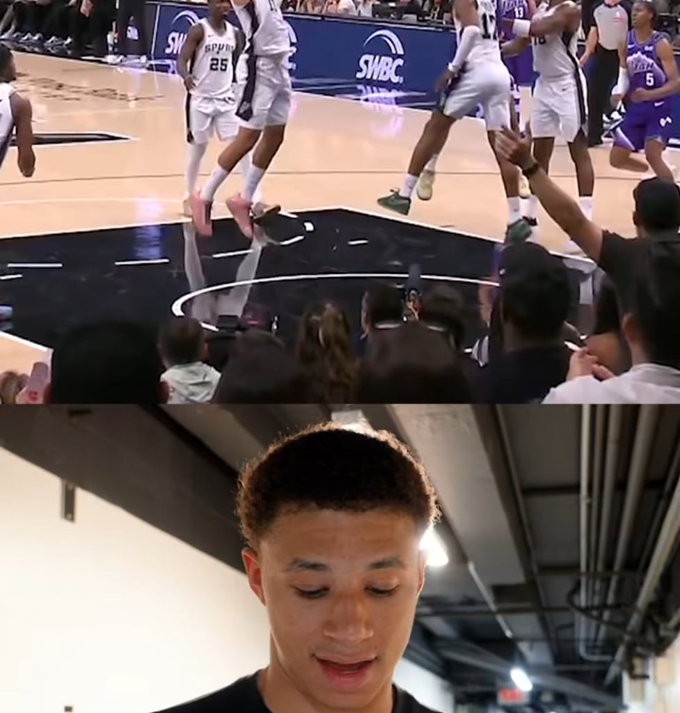 Carter Bryant being shown the play with his incredible jump and says he thinks he could actually get his whole hand above the square😳