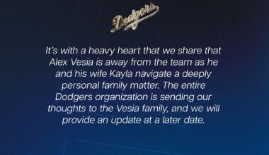 Statement from the Los Angeles Dodgers regarding Alex Vesia