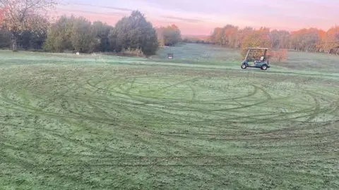 Steve Wells Damaged grass caused by motorcycles