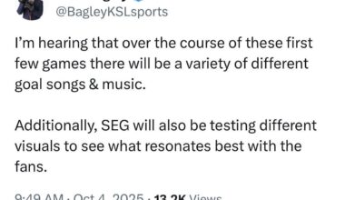 [Bagley] I’m hearing that over the course of these first few games there will be a variety of different goal songs & music. Additionally, SEG will also be testing different visuals to see what resonates best with the fans.