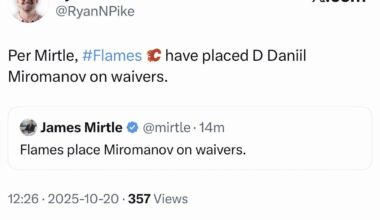 Flames have placed D Daniil Miromanov on waivers