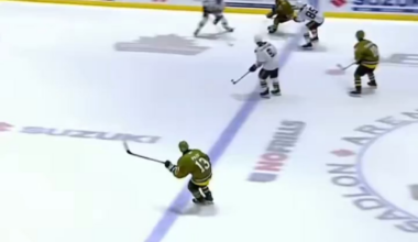 Kashawn Aitcheson scores for Barrie