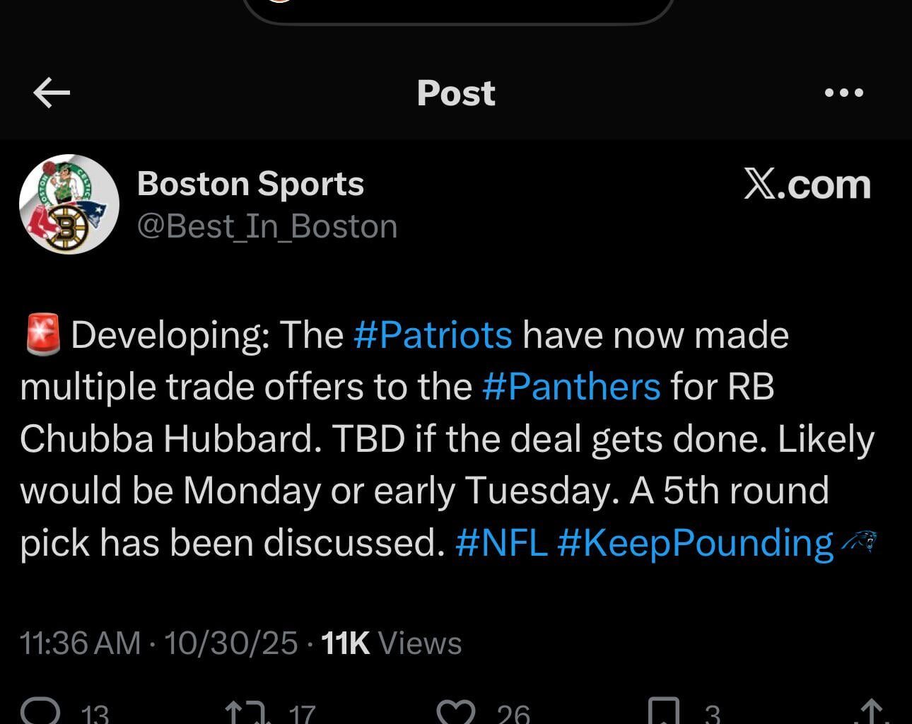 Patriots have allegedly made multiple offers for Chuba Hubbard. How valid are these claims?