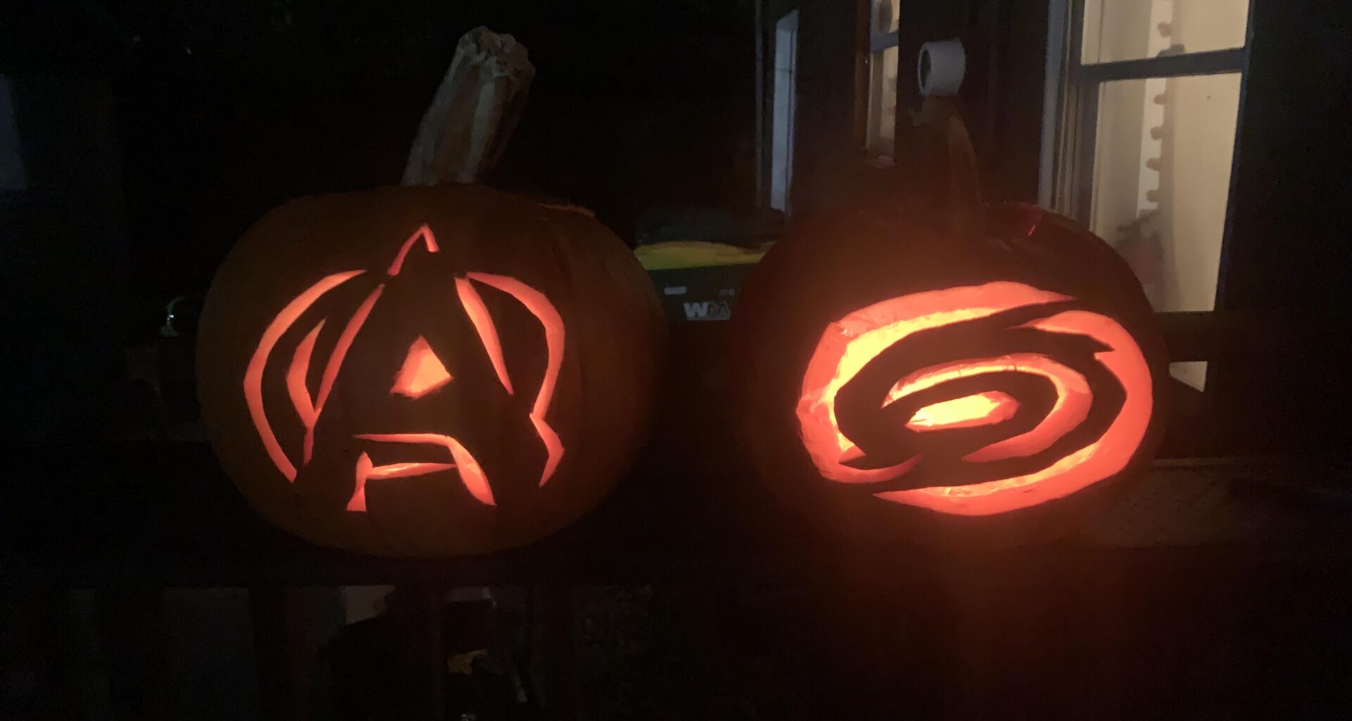 In Denver to visit my brother and go to the game.  We carved pumpkins.