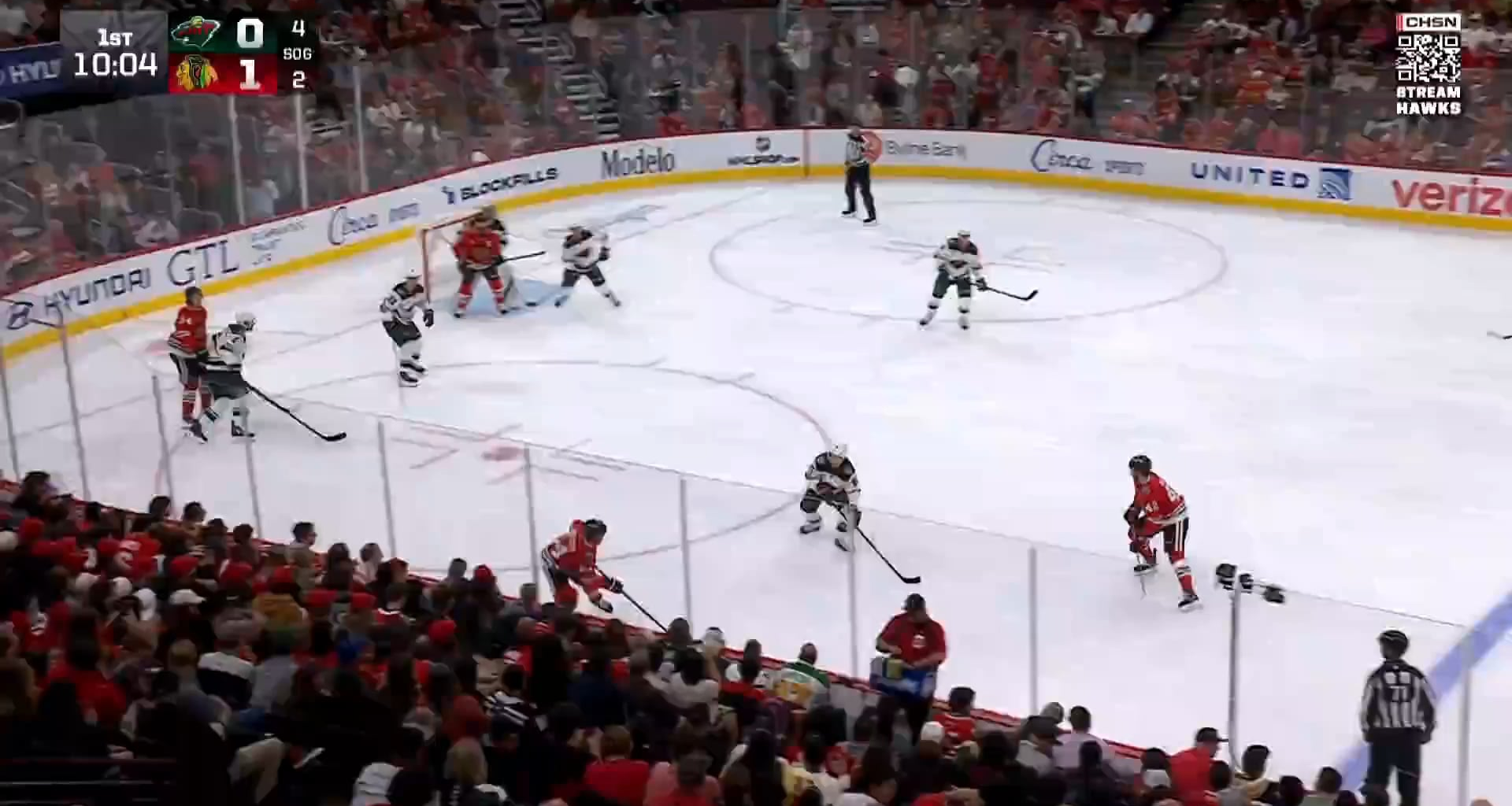 Nick Foligno redirects Sam Rinzel's shot from the point for his first goal of the preseason