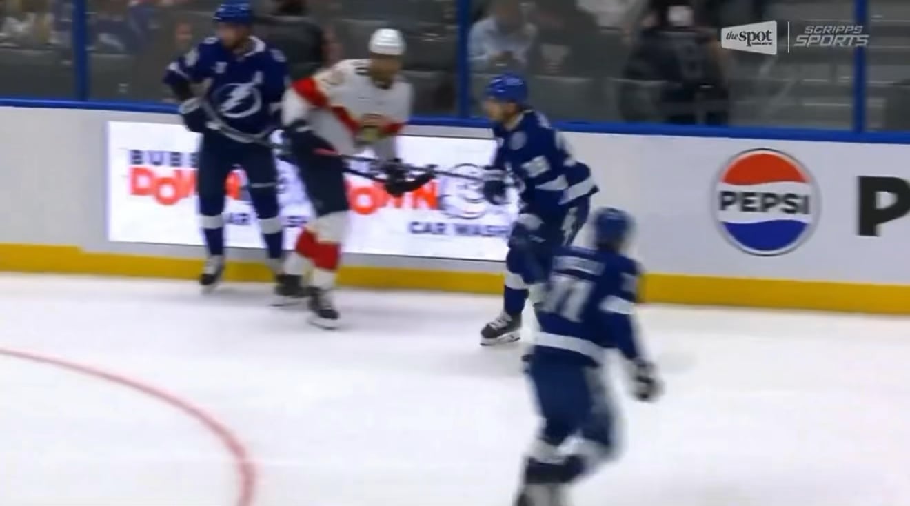 A.J. Greer sucker pucnhes Brandon Hagel