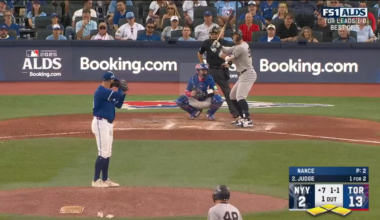 Judge dunks in a bases loaded single to cut the Toronto lead to 13-3