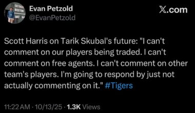 Scott Harris on Tarik Skubal's future: "I can't comment on our players being traded. I can't comment on free agents. I can't comment on other team's players. I'm going to respond by just not actually commenting on it."