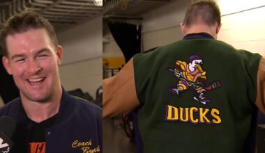 Ross Johnston wearing the Coach Bombay jacket for Player of the Game