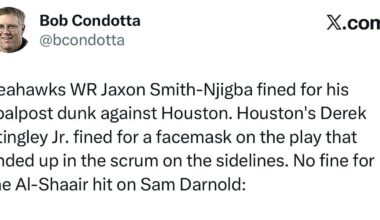 [Condotta] Seahawks WR Jaxon Smith-Njigba fined for his goalpost dunk against Houston