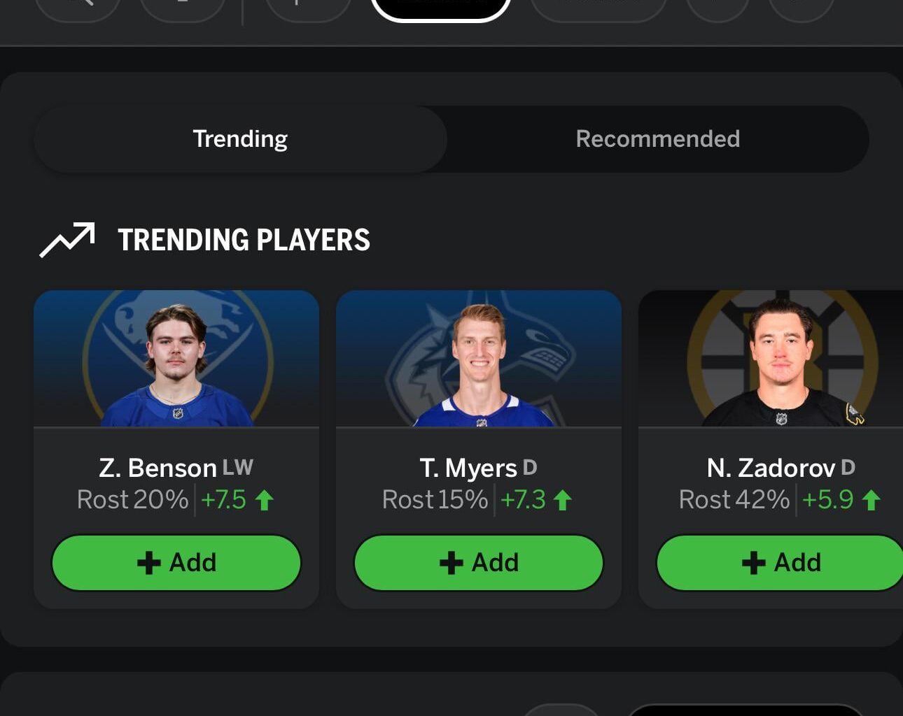 Zach Benson has in the last 10 games in fantasy hockey